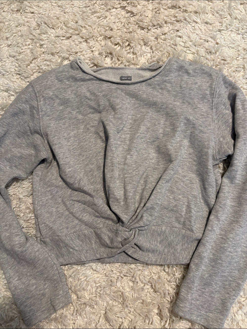 aerie Light Gray Twist-Front Sweatshirt